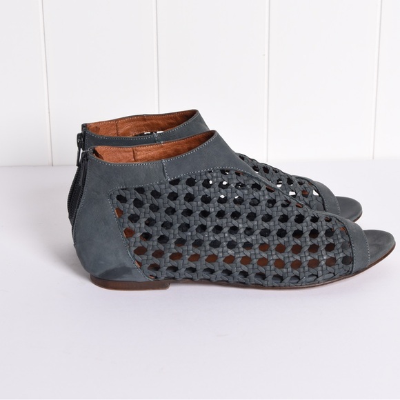 Sundance Women’s Delphia peep toe leather sandals, blue, size EU38/US 7.5 - Picture 2 of 10